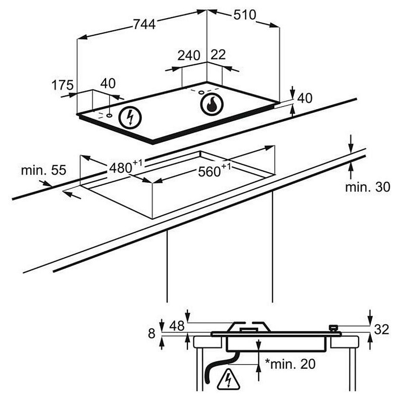 Варочная поверхность газовая Electrolux KGS75362XX