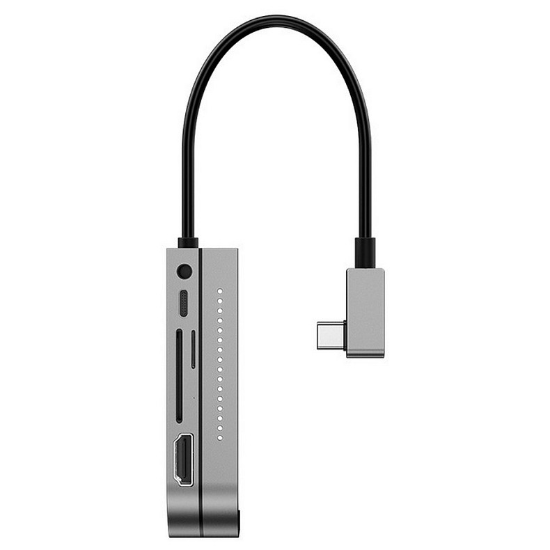 Док-станция USB3.1 Type-C --> HDMI/USB 3.0x3/TF/SD/TRRS 3.5mm/PD 60W Темно-серая Baseus