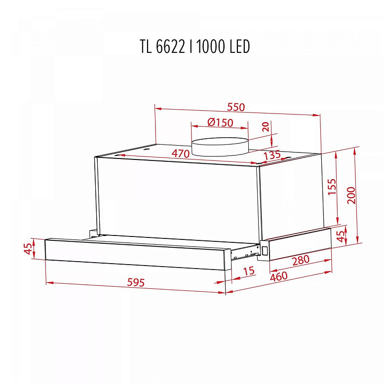 Витяжка Perfelli TL 6622 I 1000 LED