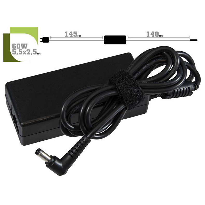 Блок живлення 1StCharger для ноутбука Dell 19V 60W 3.16A 5.5х2.5мм + каб.пит. (AC1STDE60WD)