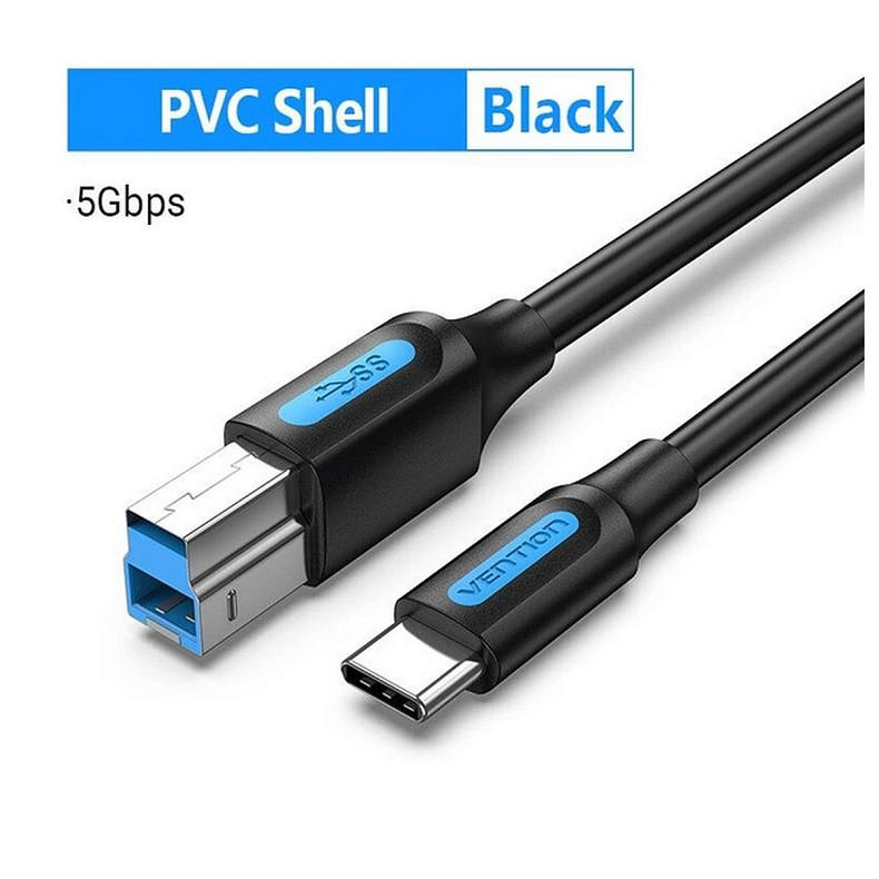 Кабель для принтера Vention USB - USB Type-B V 3.0 (M/M), 1 м, черный (CQVBF)