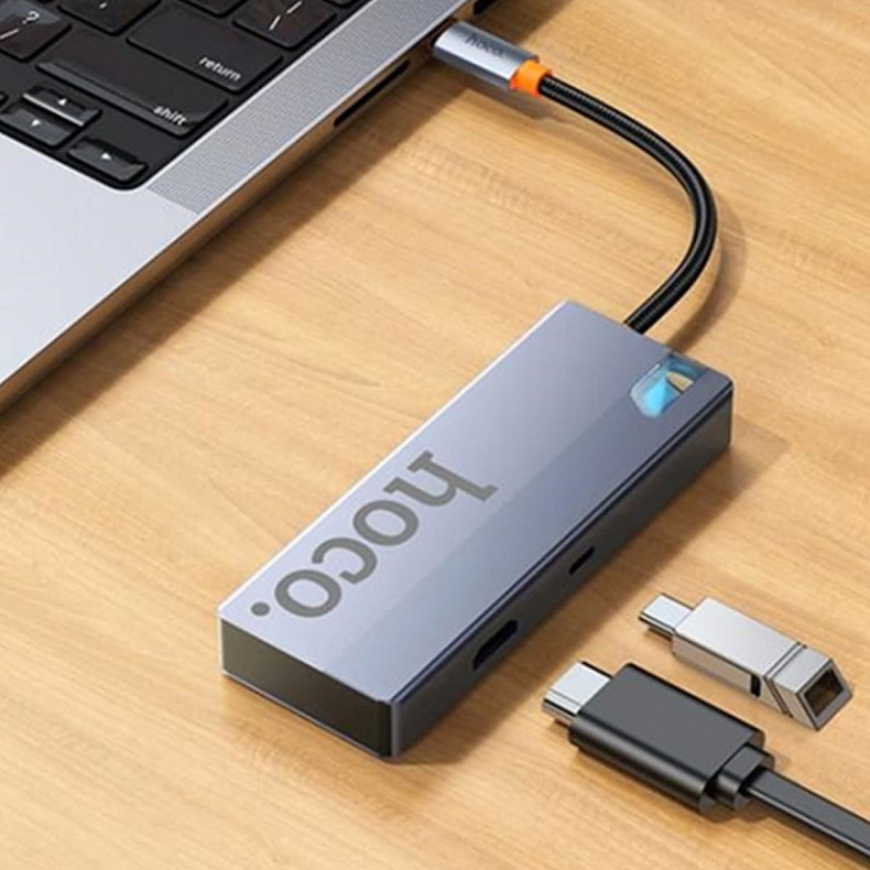 USB-хаб HOCO HB50 Wow 5-in-1 Multi-Function Converter (HDTV+PD+USB 3.0x3) Deep Space Gray