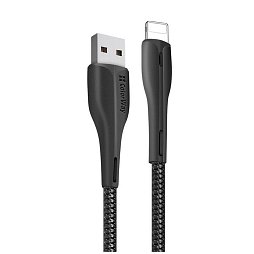 Кабель ColorWay USB-Lightning, 2.4А, 1м, PVC+Led, Black (CW-CBUL034-BK)