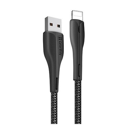 Кабель ColorWay USB-Lightning, 2.4А, 1м, PVC + Led, Black (CW-CBUL034-BK)