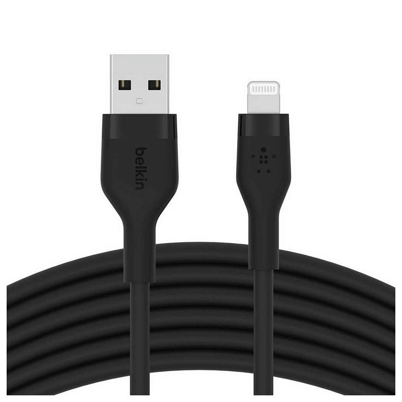 Кабель Belkin USB-A > Lightning, 3м, силіконовий, з кліпсою, чорний