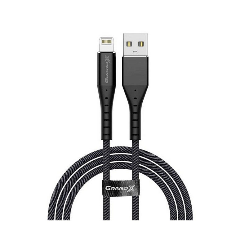 Кабель Grand-X USB-Lightning, 1.2м Black (FL-12B)