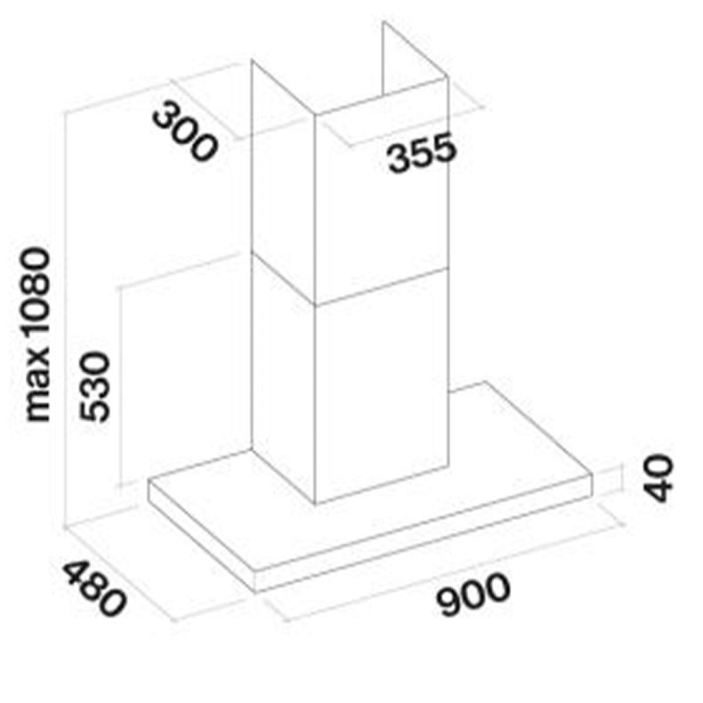 Витяжка пристінна LUMEN 90 NRS 800 CLUN90.E14P2#NEUI490F