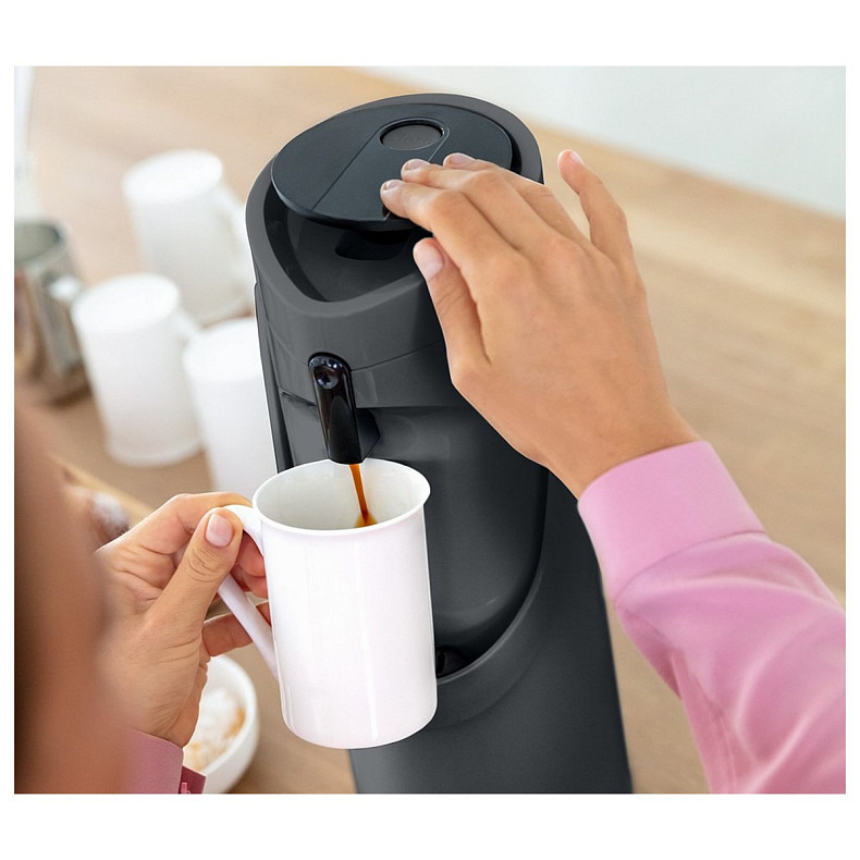 Термос Tefal Ponza Pump, 1.9л, пластик, скло, чорний (K3140114)