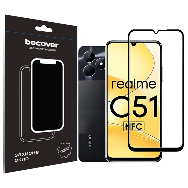 Защитное стекло BeCover для Realme C51 Black (710301)