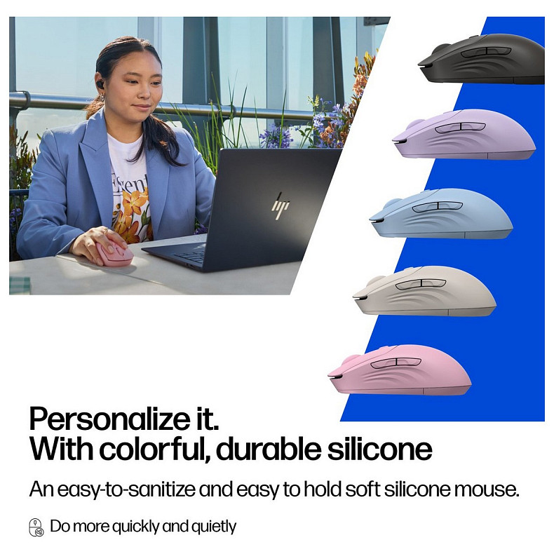 Мышь HP 400 Quiet, WL/BT, голубой