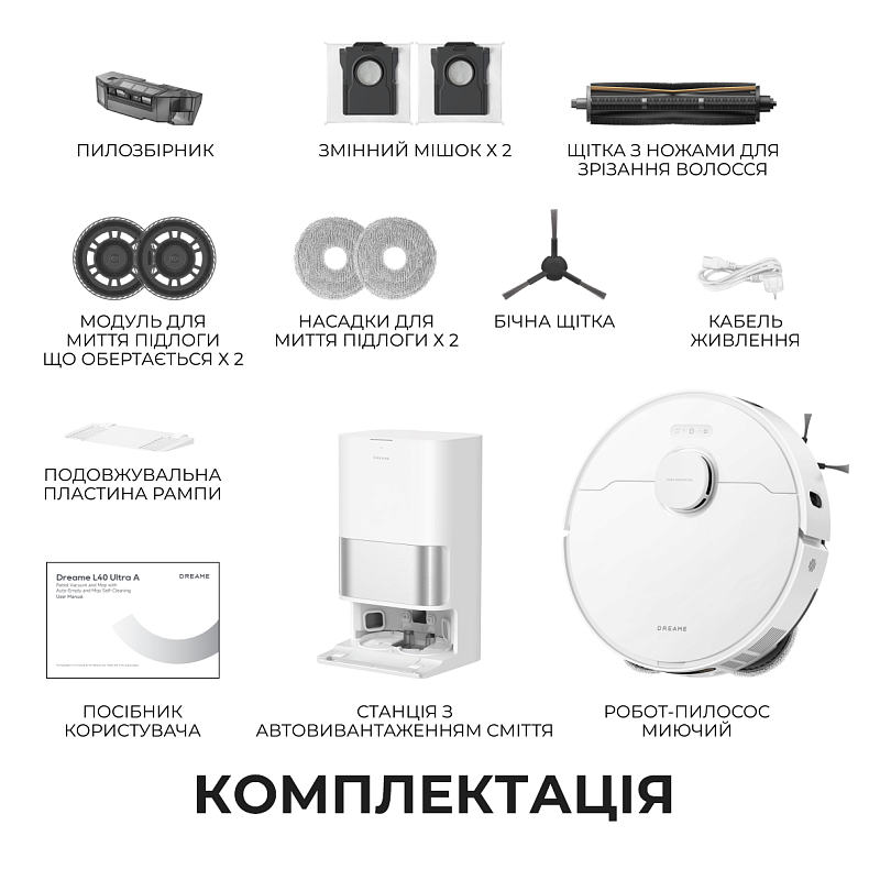 Робот-пылесос моющий Dreame Bot L40 Ultra A White