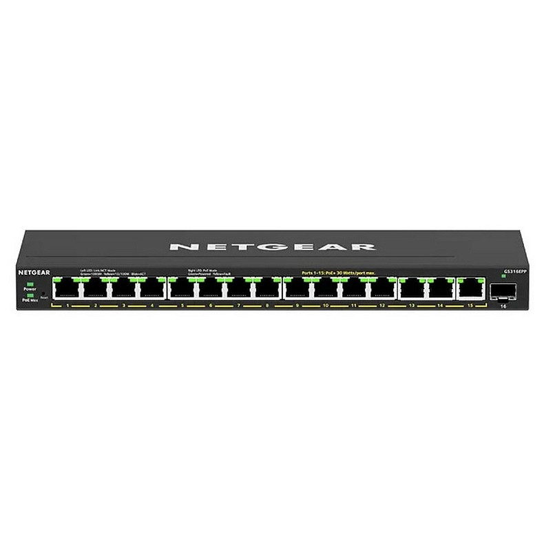 Коммутатор NETGEAR GS316EPP 15x1GE PoE+(231Вт), 1xSFP, управляемый