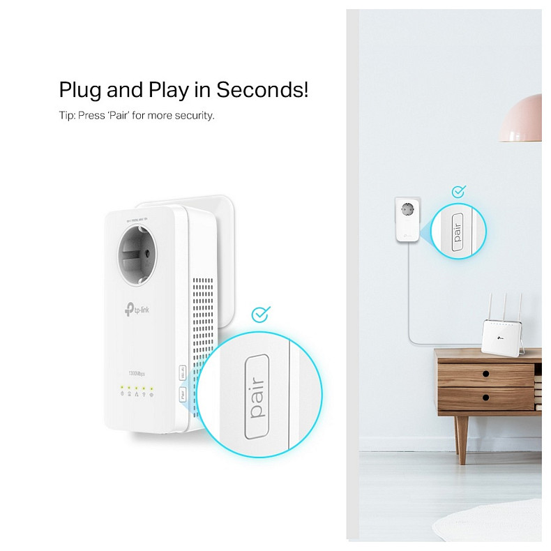 Адаптер Powerline TP-LINK TL-WPA8631PKIT (TL-WPA8631P + TL-PA8010P) AC1200 AV1300 3xGE MESH plug