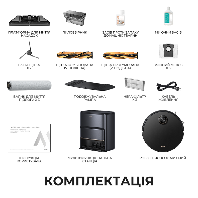 Робот пилосос MOVA Z60 Ultra Roller Complete Black-EUA