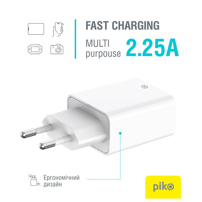 Зарядний пристрій Piko TC-PD452 (1USB-Cx3A, 1USBx3A) 45W White (1283126597787)