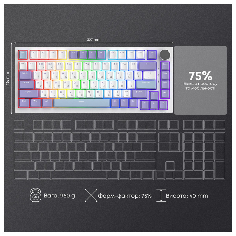 Клавіатура Ajazz AK820 Sea Salt Switch White USB-C (AK820-SS-PWB)