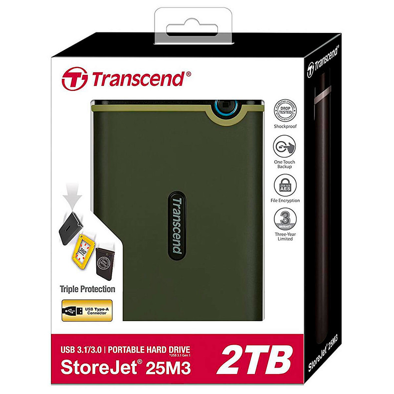 Жорсткий диск Transcend StoreJet 25M3 2.0TB Military Green Slim (TS2TSJ25M3G)