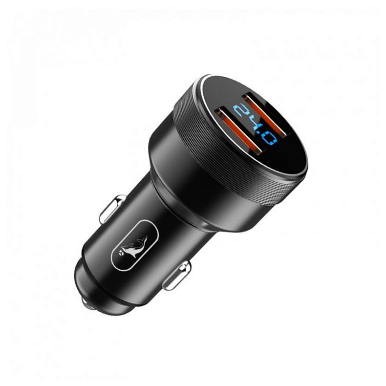 Автомобільний зарядний пристрій SkyDolphin SZ05 Aluminium Double QC3.0 (2USB, 3.1A) Black (AZP-000)