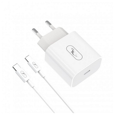 Сетевое зарядное устройство SkyDolphin SC38T (1USBx2.4A) White (MZP-000183) + кабель USB Type-C