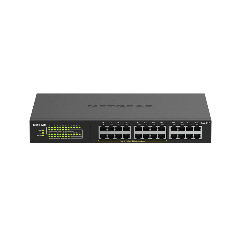 Комутатор NETGEAR GS324P 16xGE PoE+(190Вт), 8xGE, некерований