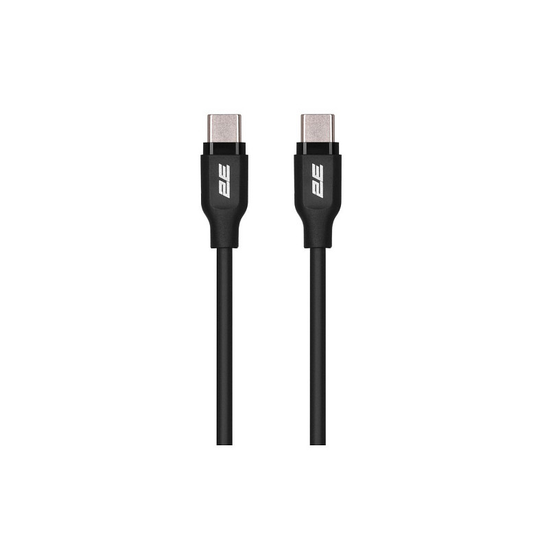 Кабель USB-C 2E > USB-C, 1м, 60Вт, Glow, черный