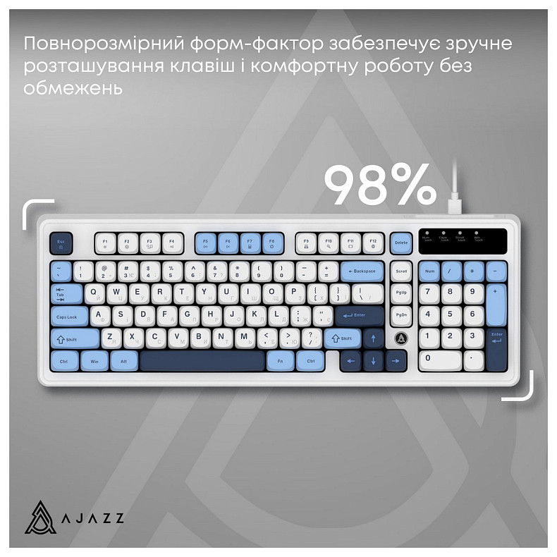 Клавиатура Ajazz AF98 Black USB-C Glacier Blue (AF98-GB)