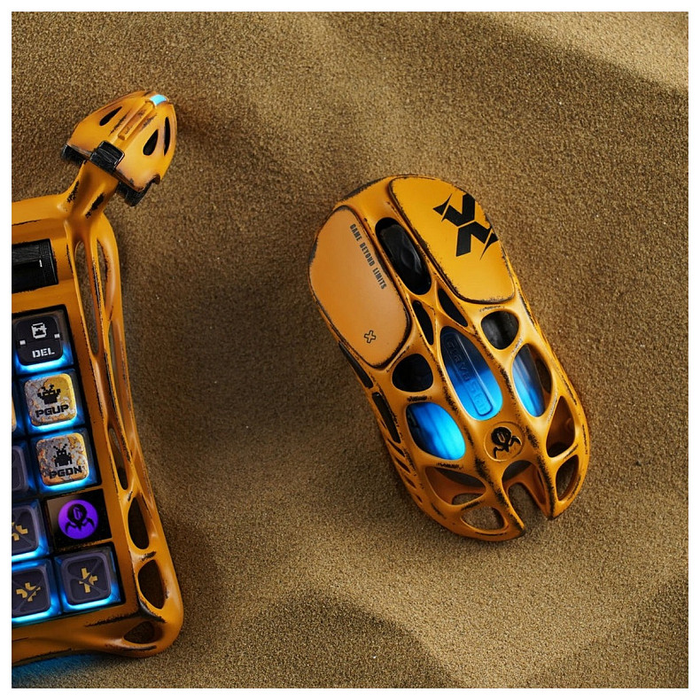 Миша GravaStar Mercury X Pro, 8K, BT/WL/USB-A, RGB, Battle-Worn Yellow