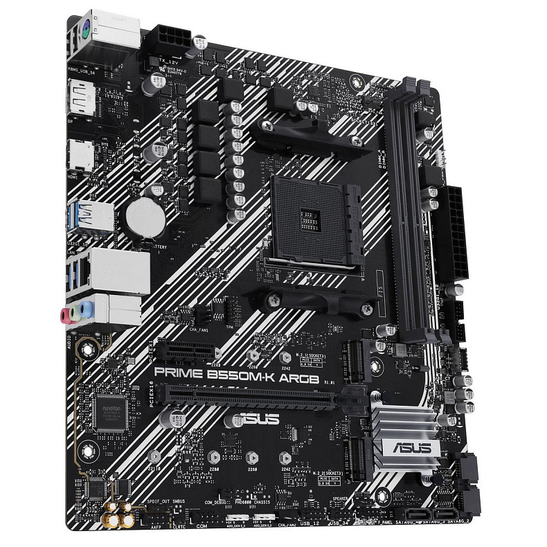 Материнская плата ASUS PRIME B550M-K ARGB sAM4 B550 4xDDR4 M.2 HDMI DVI D-Sub mATX ARGB