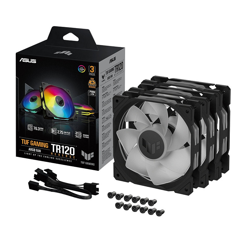 Вентилятор Asus TUF Gaming TR120 ARGB Reverse Triple Pack Black (90DA00D0-B09020)