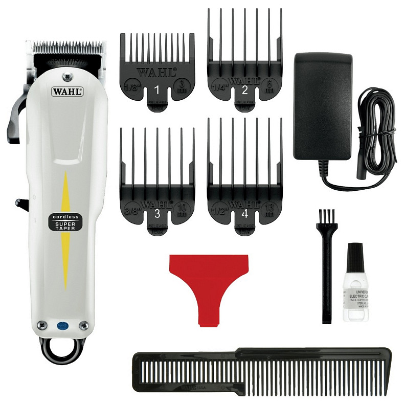 Машинка для стрижки WAHL Super Taper Cordless, акум., роторный мотор, насадок-4, расческа, масло в к