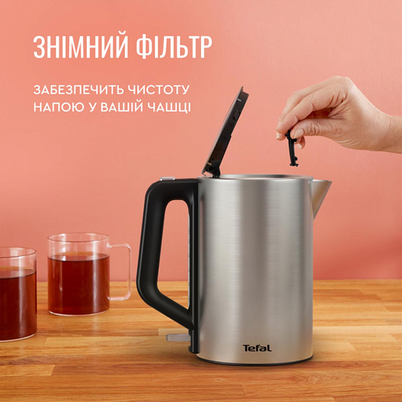 Електрочайник Tefal Bronx Electric, 1.7л, нерж. сталь, сірий
