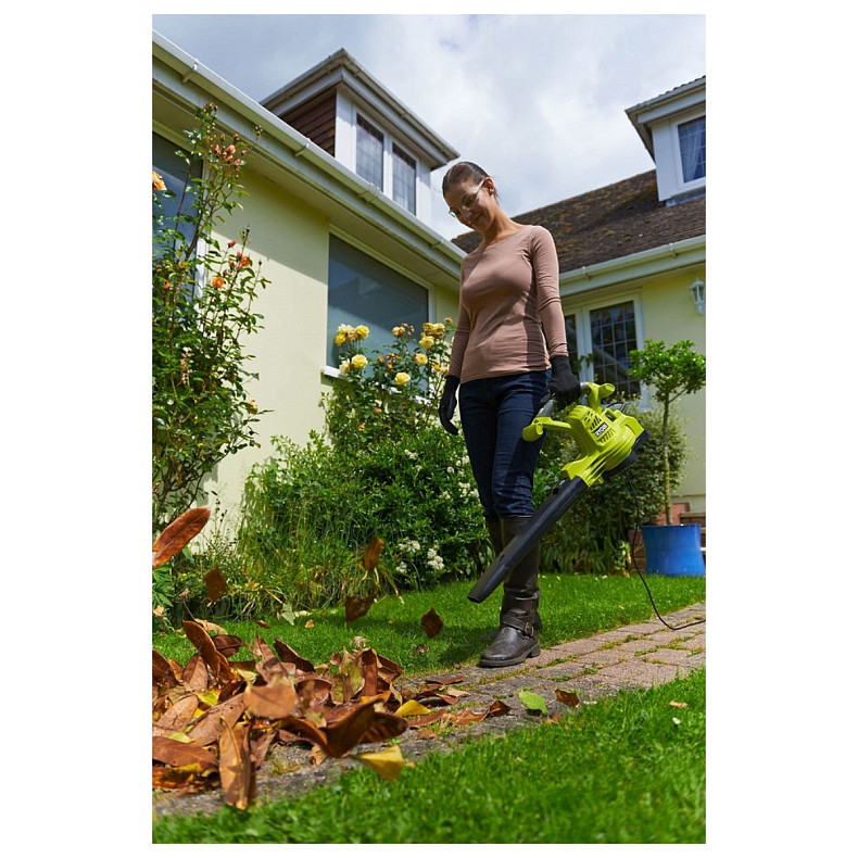 Повітродув-пилосос садовий мережевий Ryobi RBV3000CSV 3000Вт 3в1 375км/год мішок 45л ергоремені Vert