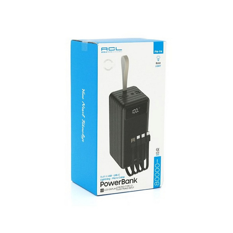 Универсальная мобильная батарея ACL PW-94 80000mAh Black (ACL PW-94/37680)