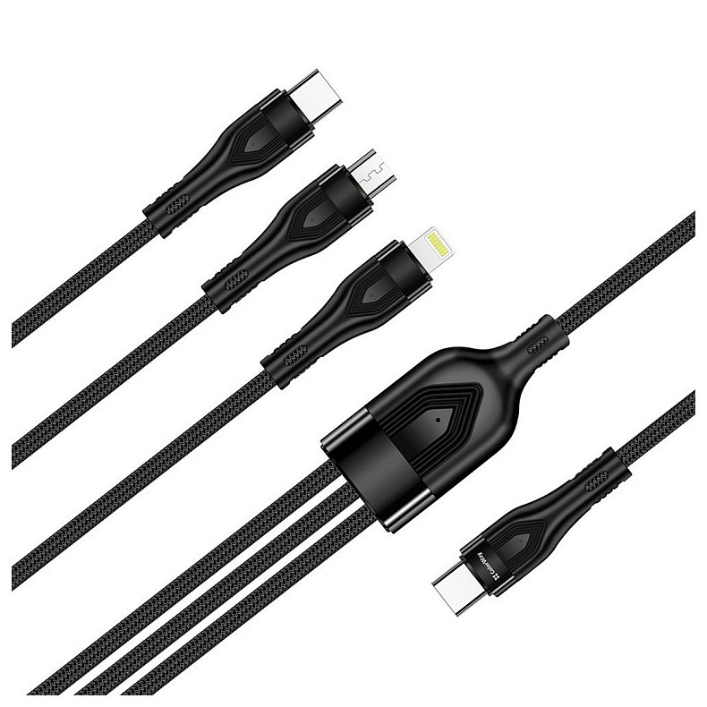 Кабель ColorWay Lightning + micro USB + USB Type-C (M/M), 3.0 А, 1.2 м, Black (CW-CBPDU3060-BK)