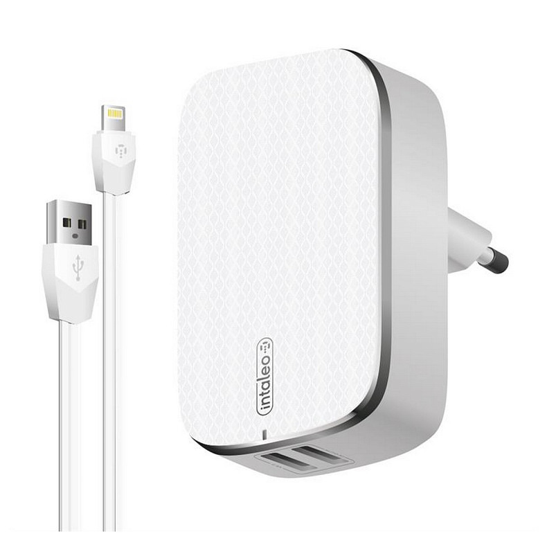 Мережевий зарядний пристрій Intaleo TCG242 (2USB, 2.4A) White (1283126477454) + кабель Lightning
