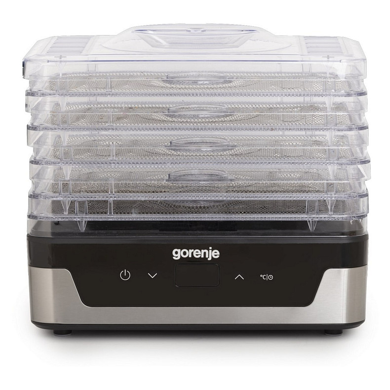 Сушарка для продуктів Gorenje 230Вт, піддонів - 5x2.8см, діаметр - 29см, макс - 75°С, електр.упр,біл