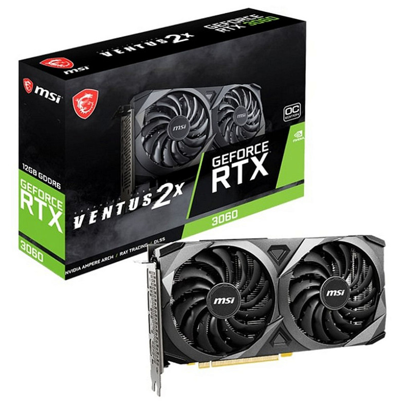 Видеокарта MSI GeForce RTX 3060 12GB GDDR6 Ventus 2X OC (GeForce RTX 3060 VENTUS 2X 12G OC) (LHR)