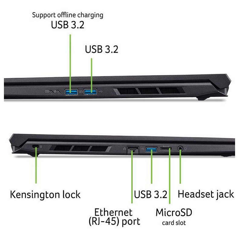 Ноутбук Acer Nitro V 16 ANV16-72 16" WUXGA IPS, Intel 5-210H, 16GB, F512GB, NVD5060-8, Lin, чорний