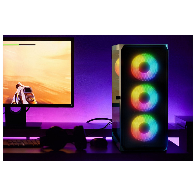 Корпус LogicConcept PORTOS MESH+GLASS ARGB fans 4x120mm BLACK без БЖ ATX