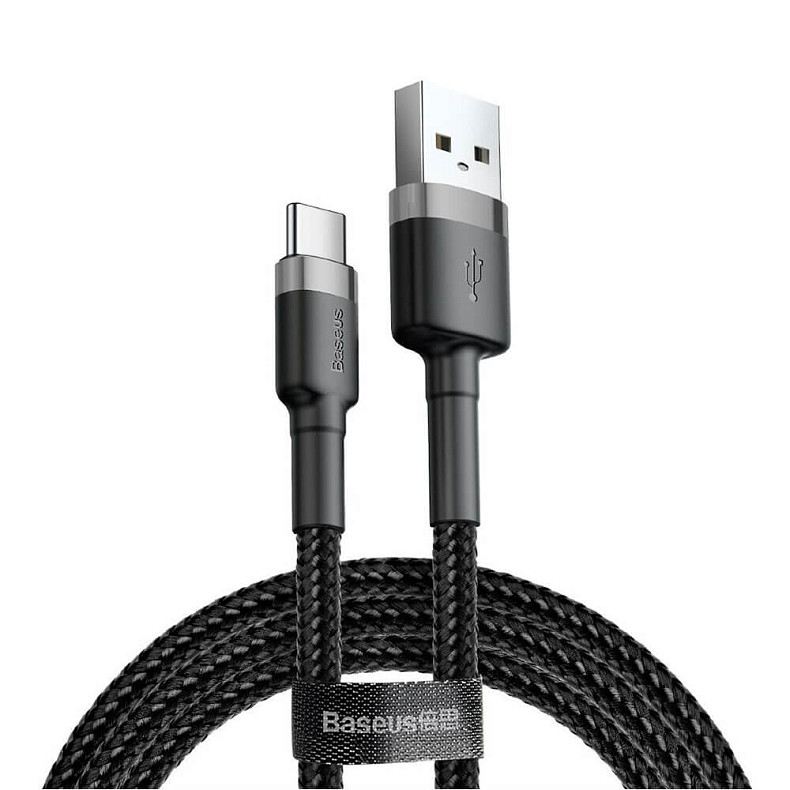 Кабель Baseus Cafule Cable USB For Type-C 3A 2m Gray/Black (CATKLF-CG1)