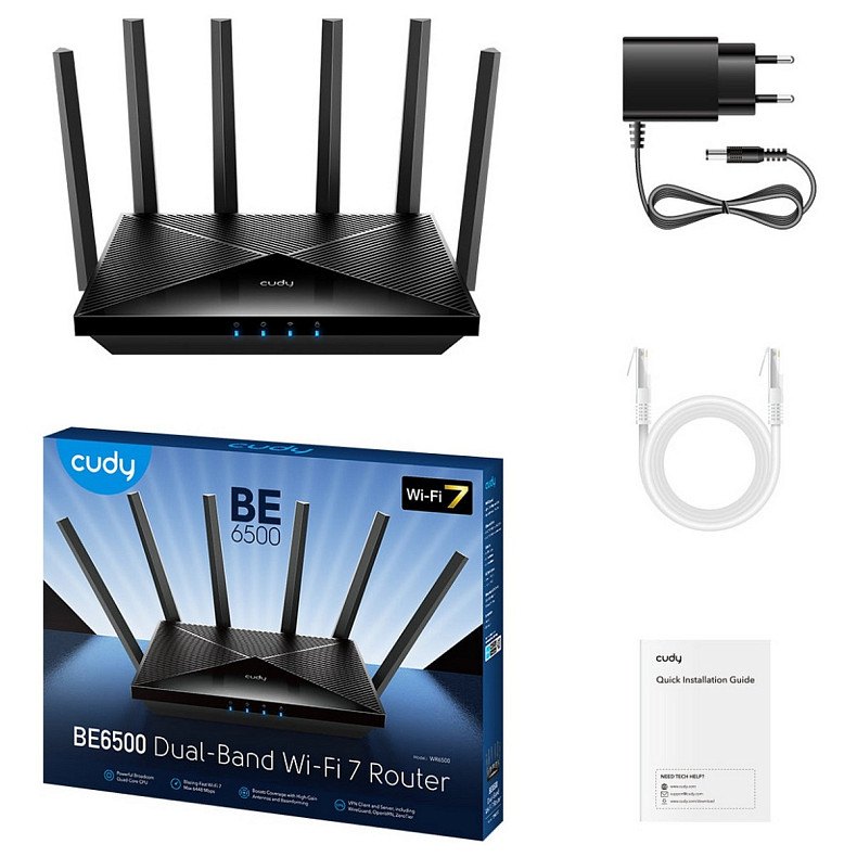 Wi-Fi Роутер Cudy WR6500, BE6500 Gigabit Wi-Fi 7 Router