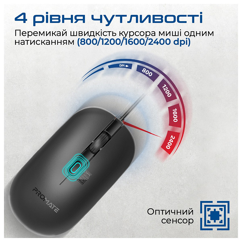 Миша Promate CM-2400 чорного кольору