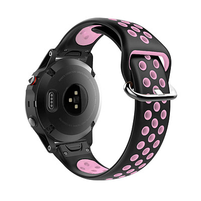 Силіконовий ремінець QuickFit 22 Nike-style Silicone Band Black/Pink