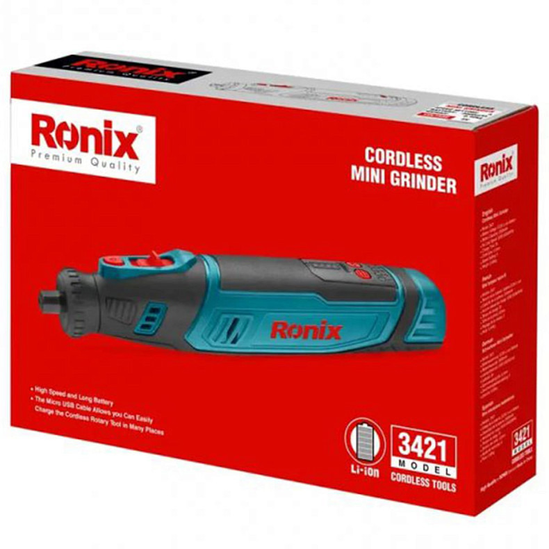 Шліфувальна міні-машина Ronix акумуляторна, гравер, набір (3421)