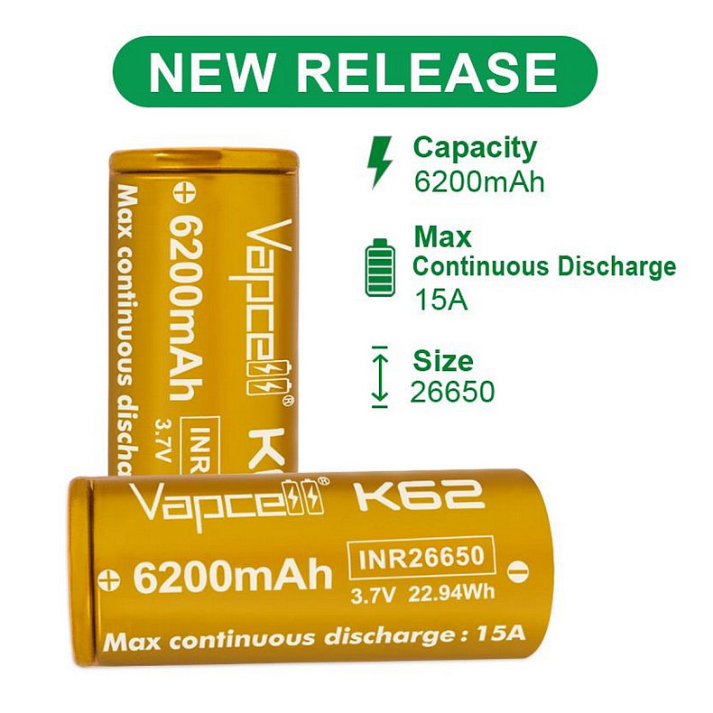 Акумулятор Vapcell 26650 6200mAh 1шт