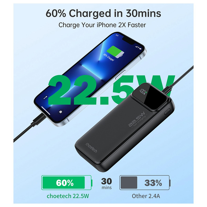 Универсальная мобильная батарея Choetech B729 20000mAh Black (B729-BK)