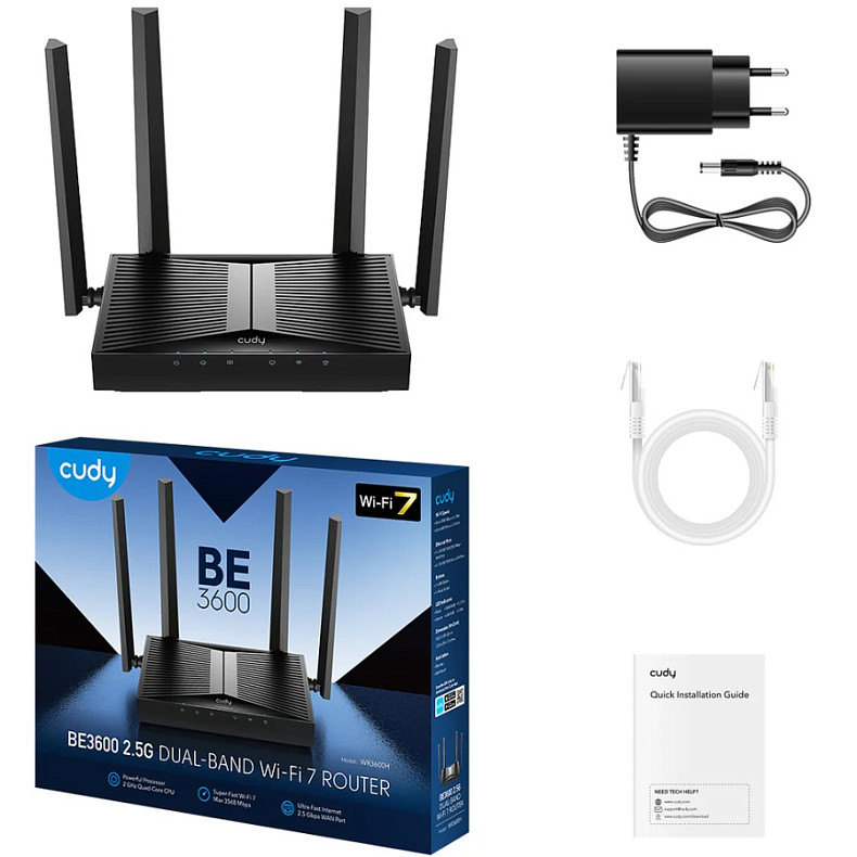 Wi-Fi Роутер Cudy WR3600H, BE3600 2.5G Wi-Fi 7 Router