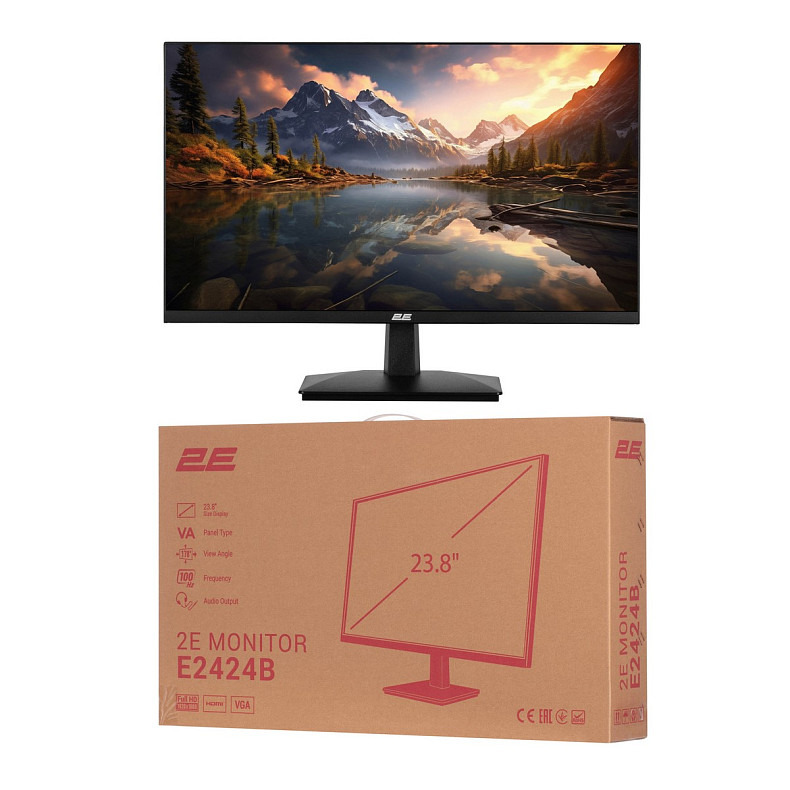 Монітор 2E 23.8" E2424B D-Sub, HDMI, VA, 100Hz, FreeSync