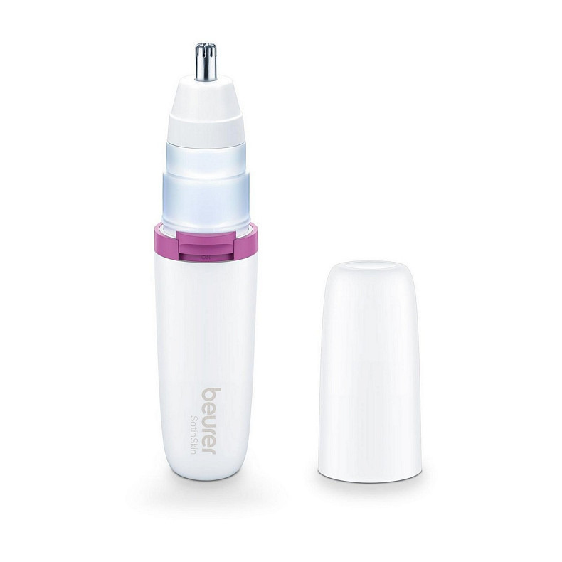 Тример Beurer для носа, вух та брів, жіночий, ААx1, насадок-2, сталь, біло-рожевий