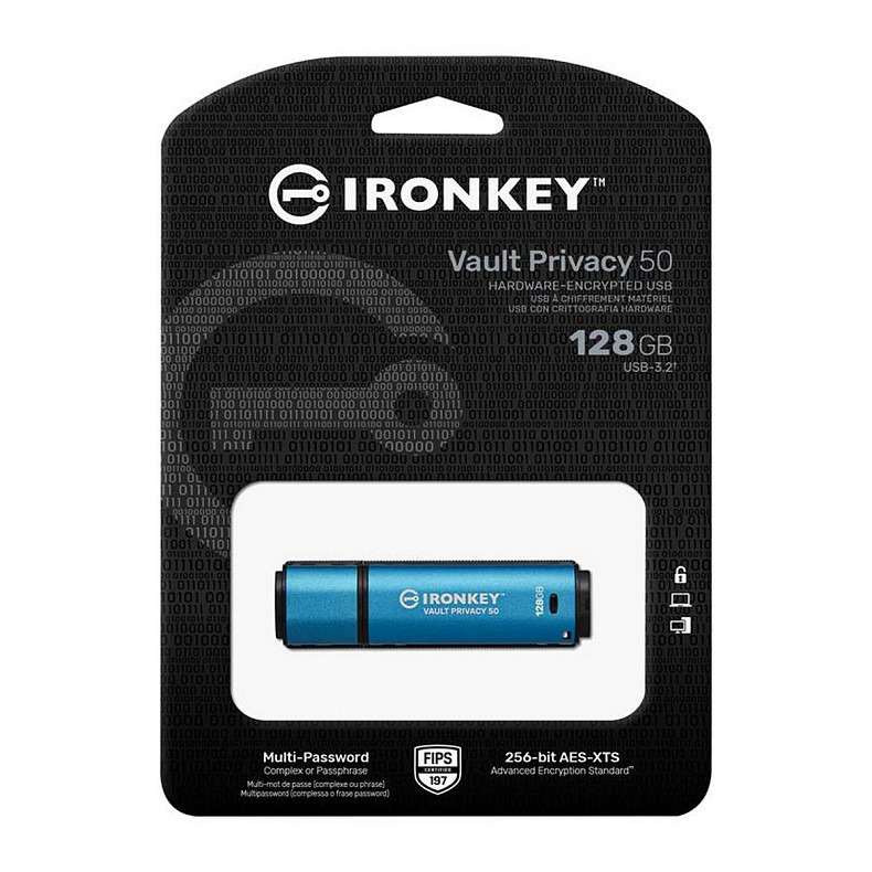 Флеш-накопитель USB3.2 128GB Kingston IronKey Vault Privacy 50 Type-A Blue (IKVP50/128GB)